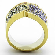 TK1420 - IP Gold(Ion Plating) Stainless Steel Ring with Top Grade Crystal  in Multi Color