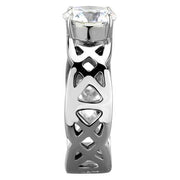 TK1772 - High polished (no plating) Stainless Steel Ring with AAA Grade CZ  in Clear