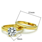 TK097G - IP Gold(Ion Plating) Stainless Steel Ring with AAA Grade CZ  in Clear