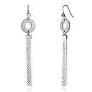 LO2749 - Rhodium Iron Earrings with Top Grade Crystal  in Clear