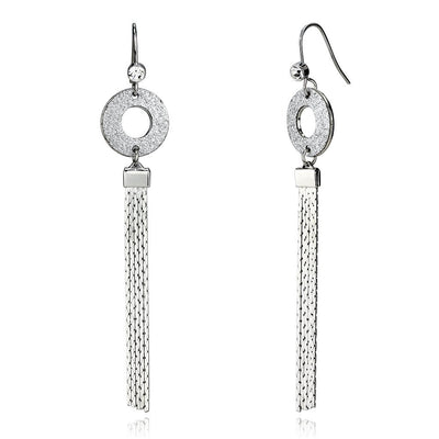LO2749 - Rhodium Iron Earrings with Top Grade Crystal  in Clear