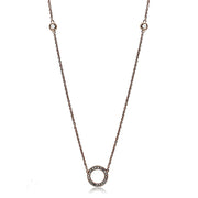 LO3846 - Rose Gold Brass Necklace with AAA Grade CZ  in Clear