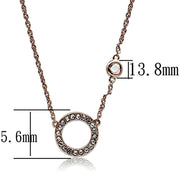 LO3846 - Rose Gold Brass Necklace with AAA Grade CZ  in Clear