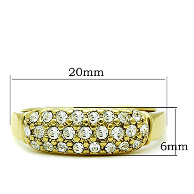 TK1389 - IP Gold(Ion Plating) Stainless Steel Ring with Top Grade Crystal  in Clear