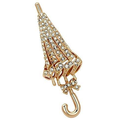 LO2796 - Flash Rose Gold White Metal Brooches with Top Grade Crystal  in Clear