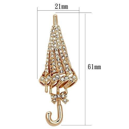 LO2796 - Flash Rose Gold White Metal Brooches with Top Grade Crystal  in Clear