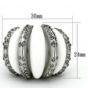 TK1011 - High polished (no plating) Stainless Steel Ring with Top Grade Crystal  in Black Diamond