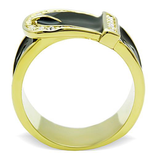 TK1396 - IP Gold(Ion Plating) Stainless Steel Ring with Top Grade Crystal  in Clear