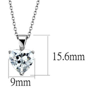 LO3936 - Rhodium Brass Chain Pendant with AAA Grade CZ  in Clear