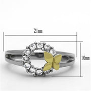 TK1434 - Two-Tone IP Gold (Ion Plating) Stainless Steel Ring with AAA Grade CZ  in Clear