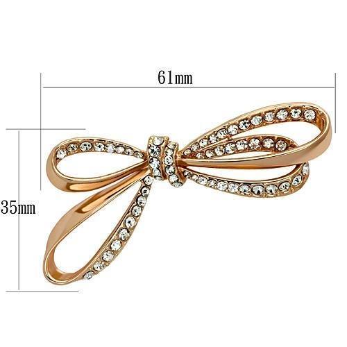 LO2891 - Flash Rose Gold White Metal Brooches with Top Grade Crystal  in Clear
