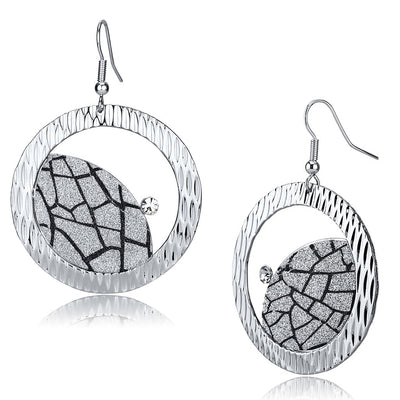 LO2725 - Rhodium Iron Earrings with Top Grade Crystal  in Clear