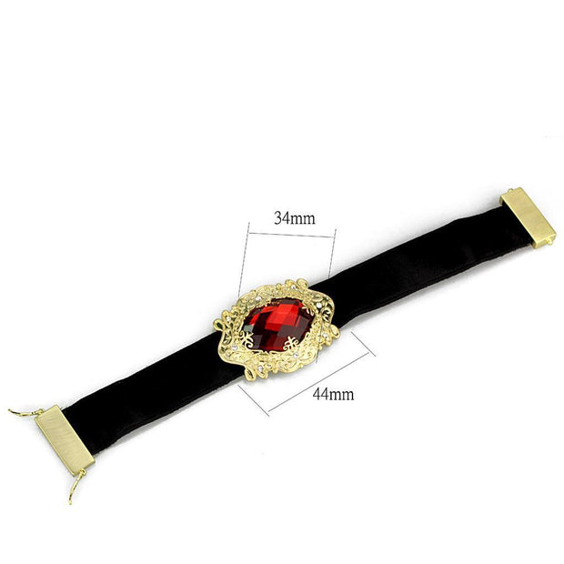 LO3671 - Gold & Brush Brass Bracelet with Synthetic Synthetic Glass in Siam