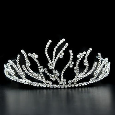 LO2117 - Imitation Rhodium Brass Tiaras & Hair Clip with Top Grade Crystal  in Clear