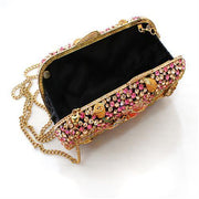 LO2375 - Ancientry Gold White Metal Clutch with Top Grade Crystal  in Multi Color