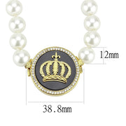 LO2647 - Gold Brass Necklace with Semi-Precious Onyx in Jet