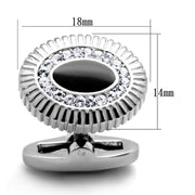 TK1656 - High polished (no plating) Stainless Steel Cufflink with Top Grade Crystal  in Clear