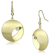 LO2738 - Matte Gold & Gold Iron Earrings with Top Grade Crystal  in Clear