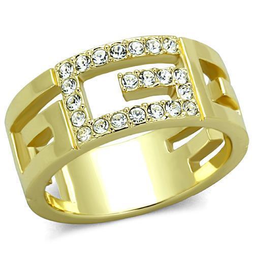 TK1712 - IP Gold(Ion Plating) Stainless Steel Ring with Top Grade Crystal  in Clear