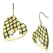 LO2688 - Matte Gold & Gold Iron Earrings with Top Grade Crystal  in Clear