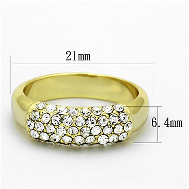 LO3067 - Gold Brass Ring with Top Grade Crystal  in Clear