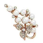 LO2853 - Flash Rose Gold White Metal Brooches with Synthetic Pearl in White