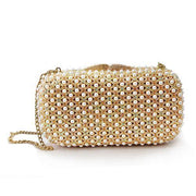 LO2377 - Gold White Metal Clutch with Top Grade Crystal  in Multi Color
