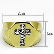 TK1062 - Two-Tone IP Gold (Ion Plating) Stainless Steel Ring with Top Grade Crystal  in Clear
