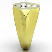 TK1062 - Two-Tone IP Gold (Ion Plating) Stainless Steel Ring with Top Grade Crystal  in Clear
