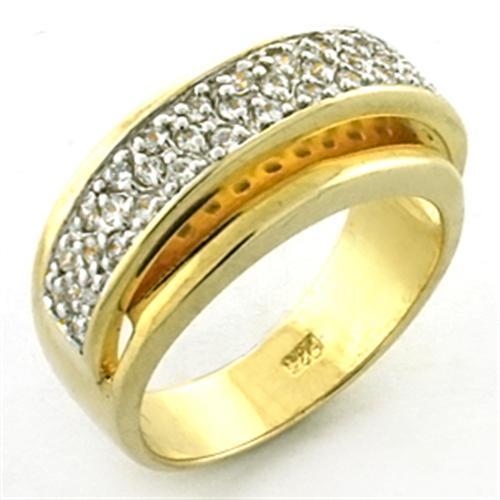 LOA648 - Gold+Rhodium 925 Sterling Silver Ring with AAA Grade CZ  in Clear