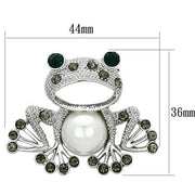 LO2844 - Imitation Rhodium White Metal Brooches with Synthetic Pearl in White