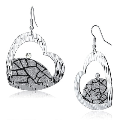 LO2724 - Rhodium Iron Earrings with Top Grade Crystal  in Clear