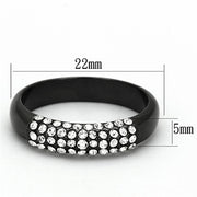 LO3068 - TIN Cobalt Black Brass Ring with Top Grade Crystal  in Clear