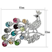 LO2769 - Imitation Rhodium White Metal Brooches with Top Grade Crystal  in Multi Color