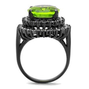 TK1892LJ - IP Light Black  (IP Gun) Stainless Steel Ring with Synthetic Synthetic Glass in Peridot