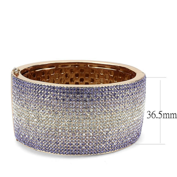 LO4279 - Rose Gold+e-coating Brass Bangle with Top Grade Crystal  in Multi Color
