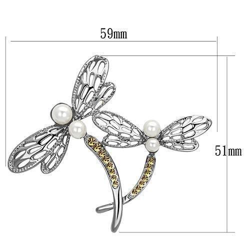 LO2836 - Imitation Rhodium White Metal Brooches with Synthetic Pearl in White