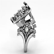 TK1123 - High polished (no plating) Stainless Steel Ring with Top Grade Crystal  in Black Diamond