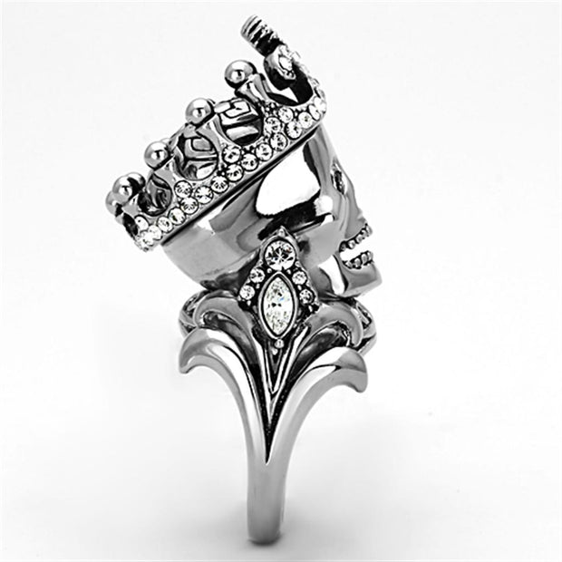 TK1123 - High polished (no plating) Stainless Steel Ring with Top Grade Crystal  in Black Diamond