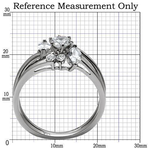 TK096 - High polished (no plating) Stainless Steel Ring with AAA Grade CZ  in Clear
