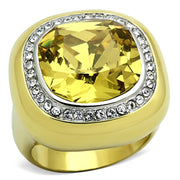 TK1285 - Two-Tone IP Gold (Ion Plating) Stainless Steel Ring with Synthetic Synthetic Glass in Topaz
