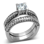 TK1175 - High polished (no plating) Stainless Steel Ring with AAA Grade CZ  in Clear