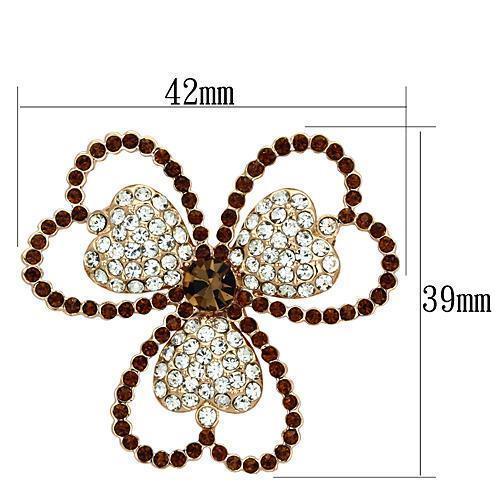 LO2925 - Flash Rose Gold White Metal Brooches with Top Grade Crystal  in Smoked Quartz