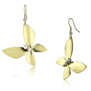 LO2651 - Matte Gold & Gold Iron Earrings with Top Grade Crystal  in Clear