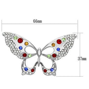 LO2906 - Imitation Rhodium White Metal Brooches with Top Grade Crystal  in Multi Color