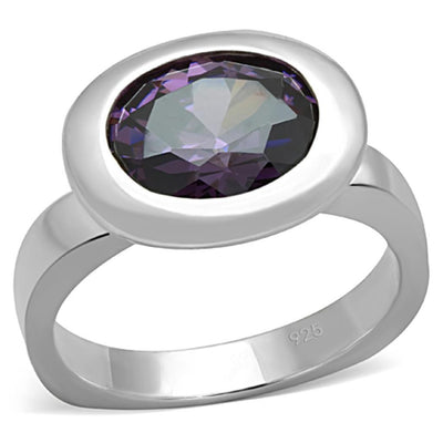 LOS749 - Silver 925 Sterling Silver Ring with AAA Grade CZ  in Amethyst