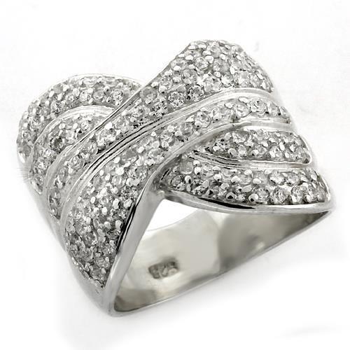 LOAS1154 - High-Polished 925 Sterling Silver Ring with AAA Grade CZ  in Clear