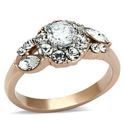 TK1164 - Two-Tone IP Rose Gold Stainless Steel Ring with AAA Grade CZ  in Clear