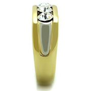 TK1615 - Two-Tone IP Gold (Ion Plating) Stainless Steel Ring with Top Grade Crystal  in Clear