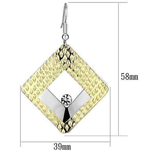 LO2673 - Gold+Rhodium Iron Earrings with Top Grade Crystal  in Clear